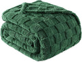 Exclusivo Mezcla Queen Size Flannel Fleece Blanket, Super Soft and Warm Lightweight Checkered Pattern Blankets for All Seasons, 90x90 Inches, Forest Green