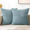 MIULEE Sky Blue Decorative Throw Pillow Covers 16x16 Inch for Couch Bed Sofa Pack of 2 Boho Farmhouse Throw Pillows Soft Cross Corduroy Patchwork Textured Cushion Cases