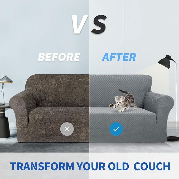 ZNSAYOTX 1 Piece Jacquard Chair Slipcovers for Living Room High Stretch Chair Covers with Arms Anti Slip Pets Friendly Couch Sofa Armchair Cover Furniture Protector (Chair, Light Grey)