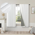 White Linen Complete Blackout Curtains 48 Inch Length for Kids Room 2 Panels Light Blocking Thermal Insulated Cold Reducing Noise Reduction Window Draperies for Bedroom Short Drapes 52 x 48 Long