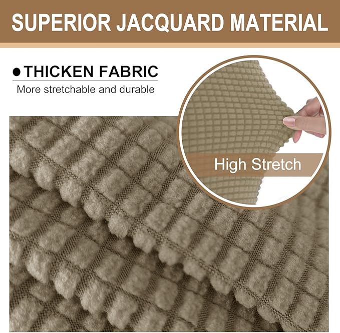 U-NICE HOME Stretch Futon Cover Armless Bed Slipcover - Soft Jacquard Fabric Washable for Pet Friendly, Sand