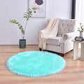duduta Turquoise Blue Faux Sheepskin Round Rug 4x4 ft, Fluffy Shag Fur Bedroom Nursery Kids Playroom Rug Dorm Decor Non Slip Washable