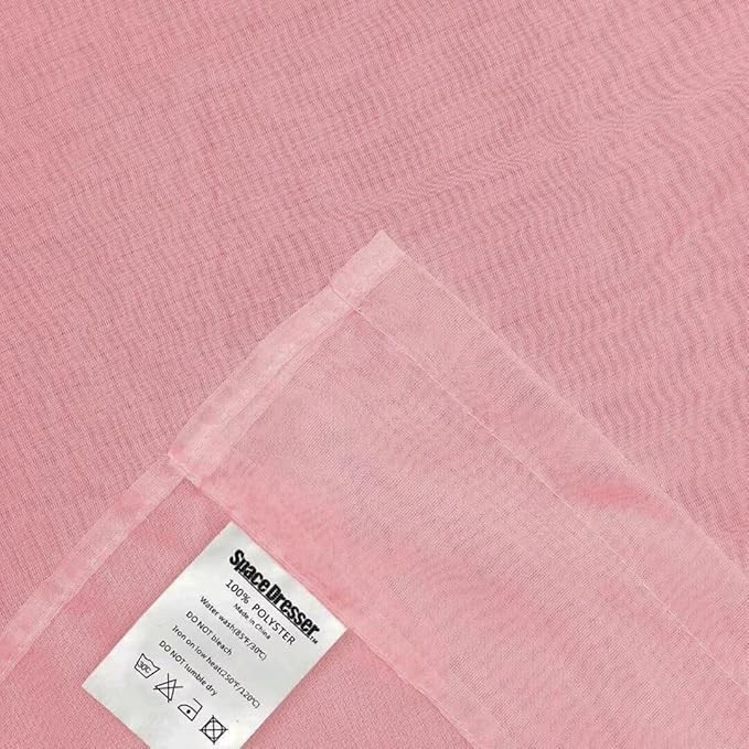 SpaceDresser Sheer Voile Window Treatment Rod Pocket Curtain Panels for Kitchen Bedroom Living Room Drapes Sunlight Filtering Privacy Semi Home Decor Assorted Colors Sizes (Blush, 52 W x 96 L)