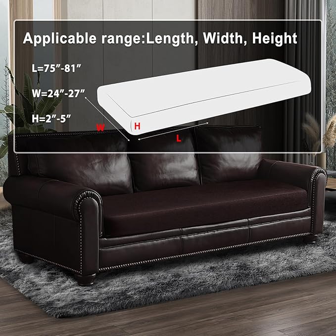 Leather Look Couch Cushion Covers Sofa Seat Slipcovers Sets Couches Furniture Protector for Sectional Armchair Loveseat Pets Kids Stretch Spandex Fabric (1 Cushion XL Sofa, Chocolate)