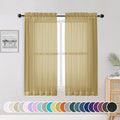 OWENIE Sheer Curtains 54 Inch Length 2 Panels Set, Gold Sheer Curtain for Living Room, Clear Short Curtains for Small Window, 2 Pcs 84 Width 54 Long, Gold