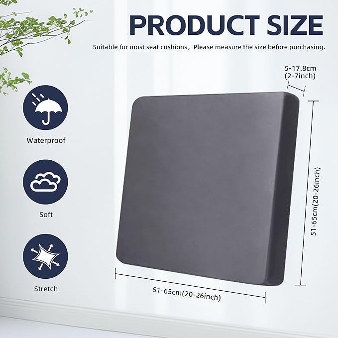 8Pcs Outdoor Cushion Covers, Patio Cushion Covers,Stretch Elastic Slipcovers, Replacement Washable & Reusable Furniture Protector for Patio Couch (Grey,Cover Only)