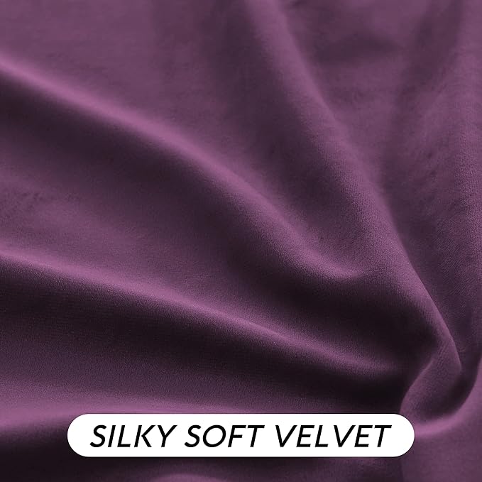 RYB HOME Purple Velvet Curtains 84 inches, Back Tab Soft Fabric Room Darkening Thermal Insulated Luxurious Home Decor Curtains for Living Room Bedroom, W 52" x L 84", 2 Panels Set