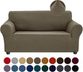 Joccun Stretch Loveseat Couch Cover Slipcover, 1-Piece Sofa Cover for 2 Cushion Couch Spandex Jacquard Washable Furniture Protector Cover for Living Room,Kids,Pets（Loveseat,Fossil）