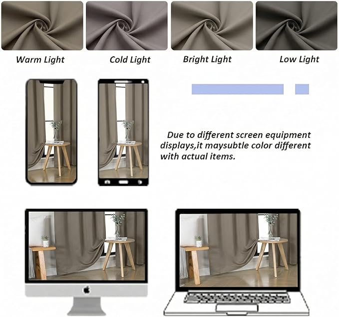 Simplebrand Ava Latte Short Blackout Curtains for Bedroom 54 Inches Long 2 Panels Set, Solid Thermal Insulated, Energy Saving Window Treatment Curtains Blackout Drapes, W40 x L54 Inch, Latte