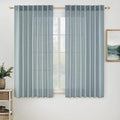 MIULEE Dusty Blue Linen Curtains 54 Inch Length 2 Panels for Bedroom Living Room, Soft Thick Linen Textured Natural Short Window Drapes Semi Sheer Light Filtering Back Tab Rod Pocket Burlap Look Decor