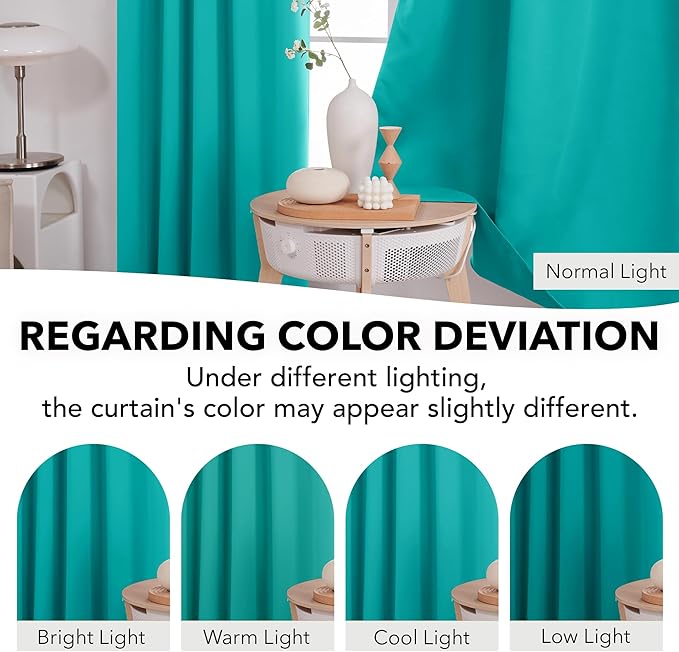 Deconovo Blackout Curtains, Thermal Insulated, W42 x L72 2 Panels, Back Tab, Machine Washable, Room-Darkening Drapes for Bedroom/Living Room Turquoise