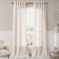 Beige Flax Linen Curtains 84 inches Long for Living Room 2 Panel Tan Burlap Textured Linen Drapes Semi Sheer Privacy Window Curtain Vintage Country Rustic Farmhouse Curtain for Dinning Room
