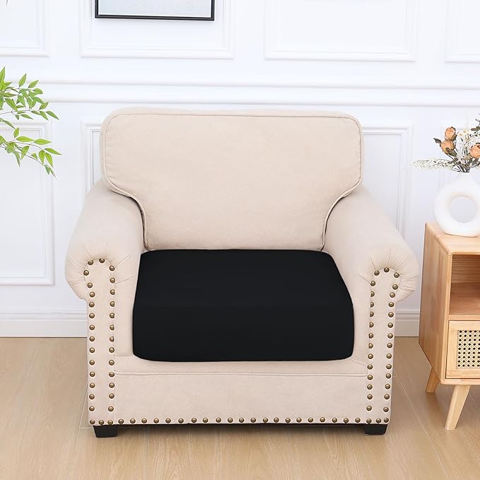 hyha Milk Silk Couch Cushion Covers, Soft Magic Sofa Covers Washable for Cushion Couch, Stretch Sectional Outdoor Cushion Covers for Patio Furniture with Elastic Bottom(Small, Black)