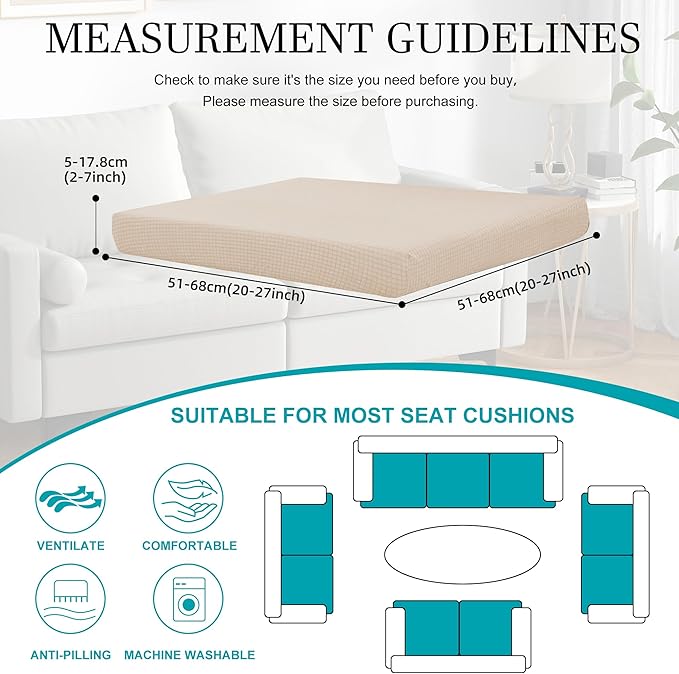 12Pcs Stretch Patio Cushion Covers,Outdoor Couch Covers Replacement,Outdoor Couch & Sofa Slipcovers,for Patio Furniture Cushion Covers,Washable Reusable Furniture Protector (Beige,Cover Only)