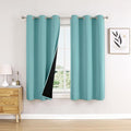 ChrisDowa 100% Blackout Curtains 63 inch Long for Bedroom with Black Liner, 2 Thick Layers Total Blackout Thermal Insulated Grommet Window Curtains 2 Panels Set (Aqua, 38 x 63 Inch)