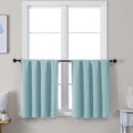 Simplebrand Ava Aqua Short 24 Inches Blackout Curtain 2 Panels Set, Half Window Rod Pocket Privacy Curtain Tiers for Kitchen, Curtains Blackout for Bathroom Shades, W30 x L24 Inch, Aqua