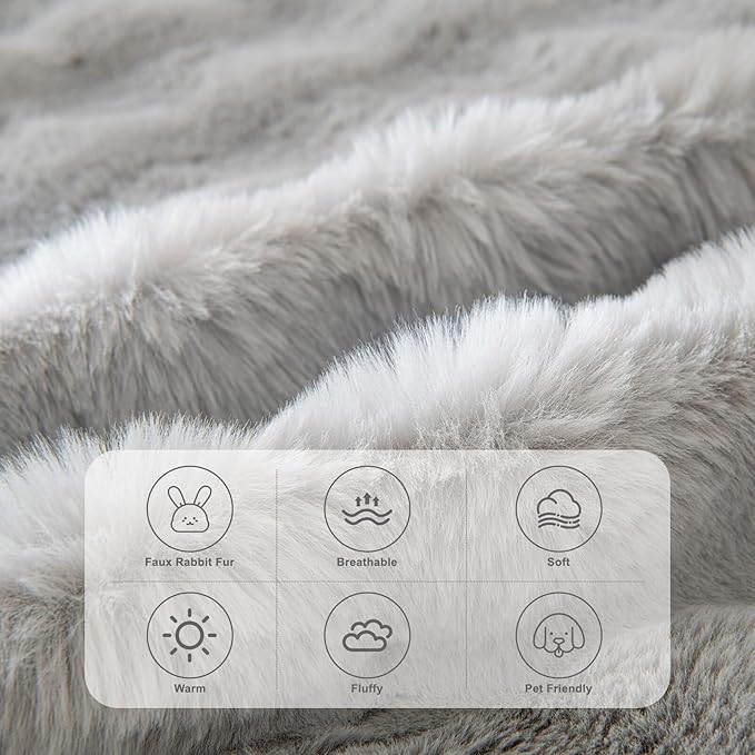 HANDONTIME Grey Plush Sofa Covers Washable Rabbit Plush Couch Cover Soft Cozy Faux Fur Couch Protector for Dogs Fluffy Plush L Shaped Sofa Cover Pet Friendly Couch Protector Furniture, 71" X134"
