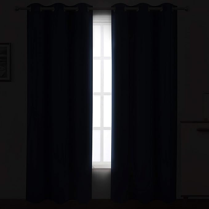 LEMOMO Navy Thermal Blackout Curtains/38 x 84 Inch/Set of 2 Panels Room Darkening Curtains for Bedroom