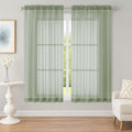 OWENIE Sheer Sage Green Curtains, Sheer Curtains 63 inch Length 2 Panels Set, Rod Pocket Voile Fimly Sheer Drapes for Living Room Bedroom, 2pcs, Sage Green, Each 59" W x 63" L