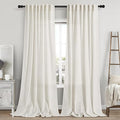 Cream Linen Curtains 103 Inches Long 2 Panels Set for Living Room Extra Long Back Tab Curtains Neutral Farmhouse Light Filtering Semi Sheer Linen Drapes Ceiling to Floor for Large Window 52x103