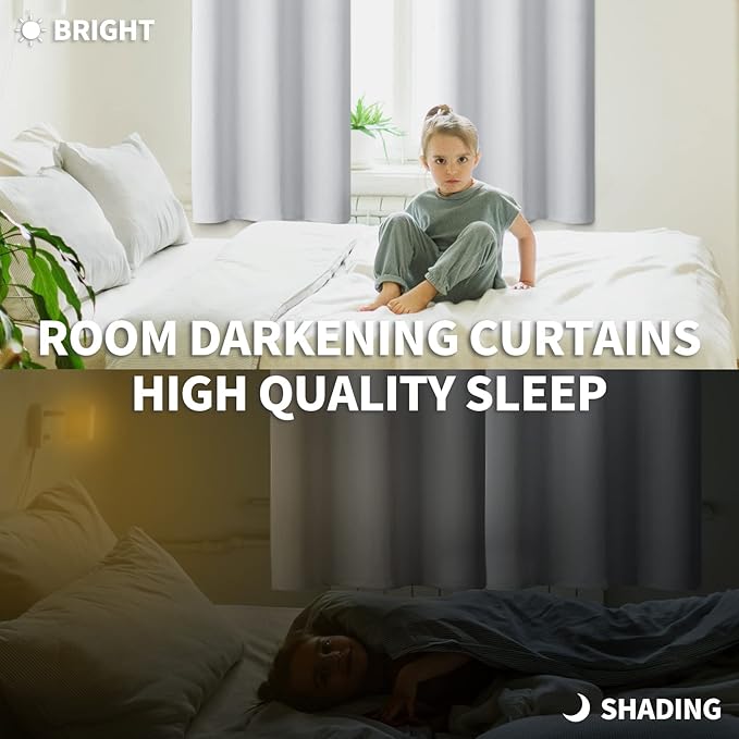 BGment Room Darkening Curtains 84 Inches Long - Grommet Thermal Insulated Drapes Window Treatment Curtains for Bedroom, 2 Panels, 42 x 84 Inch, Greyish White
