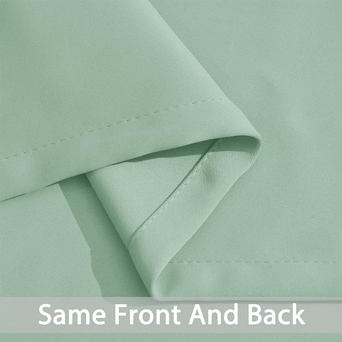 Yakamok Light Sage Green Blackout Curtains-Room Darkening Green Thermal Insulated Grommet Set of 2 Drapes for Bedroom Living Room, 52W x 72L, Light Sage,2 Panels