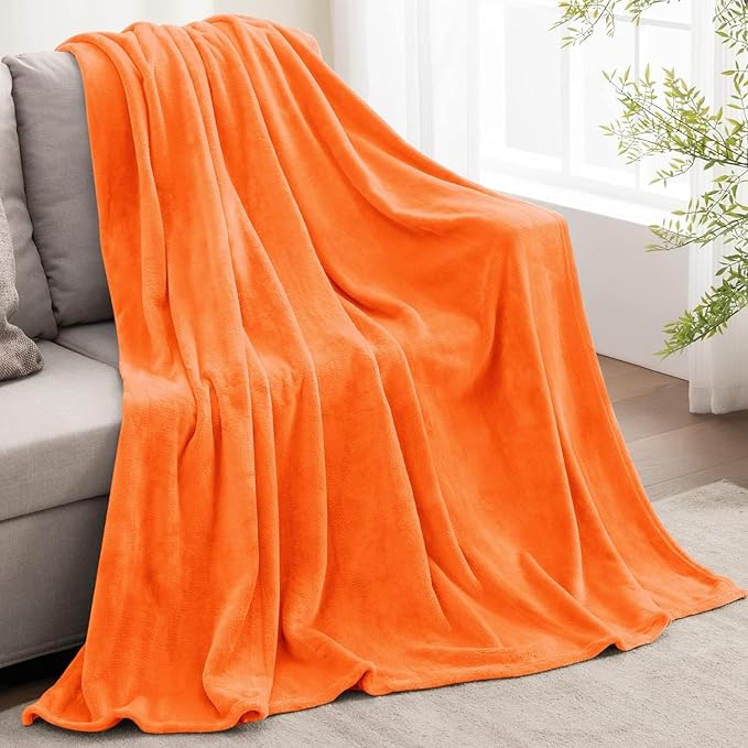 BEDELITE Fleece Blanket Twin Size Orange Throw Blanket for Couch & Bed, Luxury Plush Cozy Fuzzy Fall Blanket 60x80 inches, Super Soft & Warm Blankets for Travel Camping