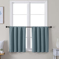 Simplebrand Ava Stone Blue Short 24 Inches Blackout Curtain 2 Panels Set, Half Window Rod Pocket Privacy Curtain Tiers for Kitchen, Curtains Blackout for Bathroom Shades, W30 x L24 Inch, Stone Blue