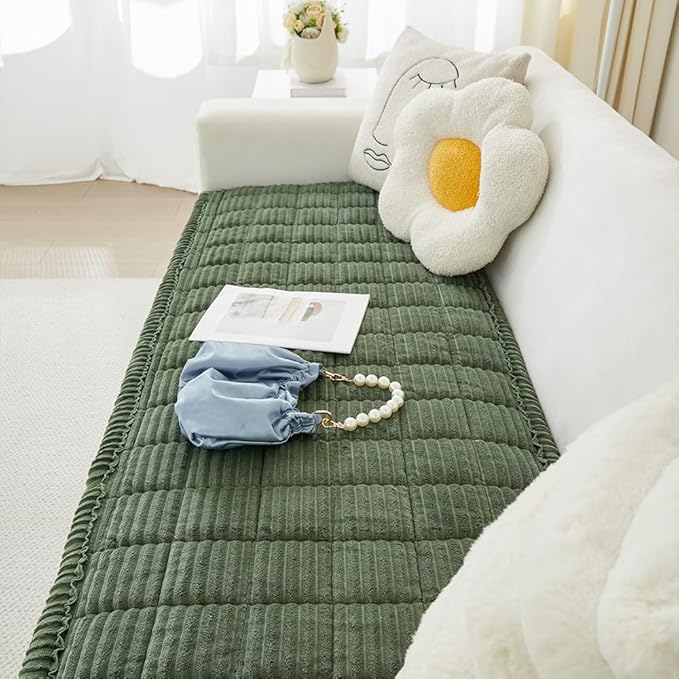 Couch Cover for Dogs Washable, Fuzzy Pet Couch Covers for 3 Cushion Sofa Pet Friendly, Non Slip Sofa Cover (Green, 23.6" x 47"/60 x 120cm)