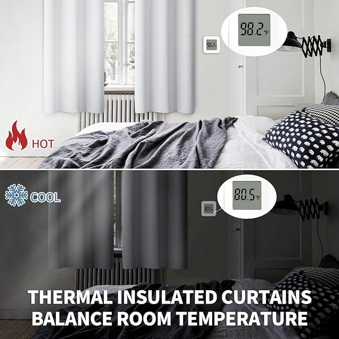 BGment Room Darkening Curtains 63 Inches Long - Grommet Thermal Insulated Drapes Window Treatment Curtains for Bedroom, 2 Panels, 42 x 63 Inch, Greyish White