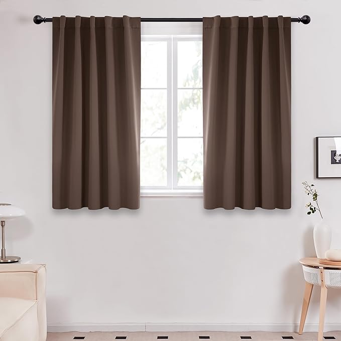 Deconovo Blackout Curtains, Thermal Insulated, W42 x L54 2 Panels, Back Tab, Machine Washable, Room-Darkening Drapes for Bedroom/Living Room Brown