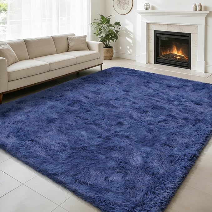 6x9 Fluffy Area Rug for Living Room,Shag Area Rugs for Bedroom,Blue Soft Fuzzy Rug Non-Shedding Indoor Plush Carpet for Kids Bedroom Nursery Dorm Home Decor
