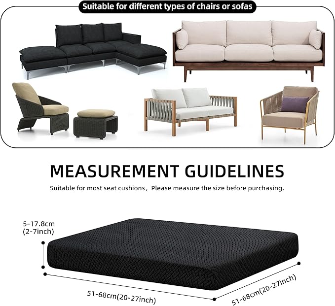 Outdoor Cushion Covers Set,8PCS Patio Furniture Couch Seat Slipcovers, Replacement for Sofa Sectional Chair(Cover，Only)