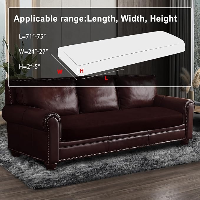 Leather Look Couch Cushion Covers Sofa Seat Slipcovers Sets Couches Furniture Protector for Sectional Armchair Loveseat Pets Kids Stretch Spandex Fabric (1 Cushion Sofa, Burgundy)