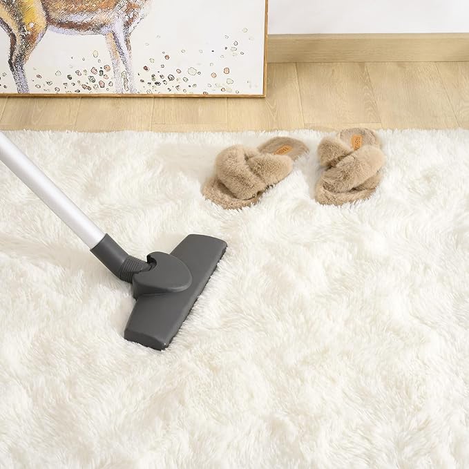 Amearea Premium Soft Area Rug 4x5.3 Feet, Cream Rugs for Living Room, Fluffy Carpet for Bedroom Nursery Playroom Teen Bedside Home Decor, Comfortable Indoor Furry Dorm Carpets, Cream