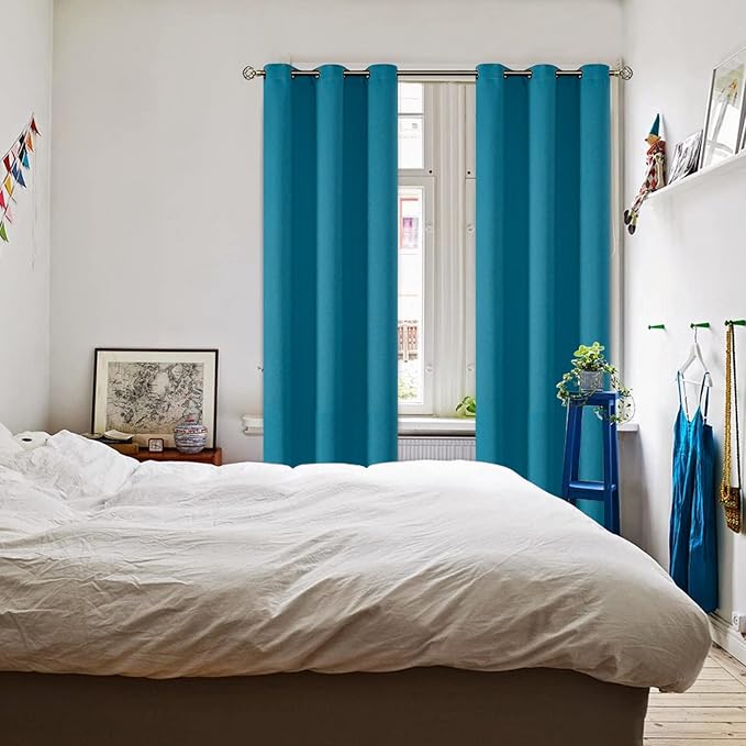BGment Blackout Curtains - Grommet Thermal Insulated Room Darkening Bedroom and Living Room Curtains, Set of 2 Panels (42 x 72 Inch, Peacock Blue)