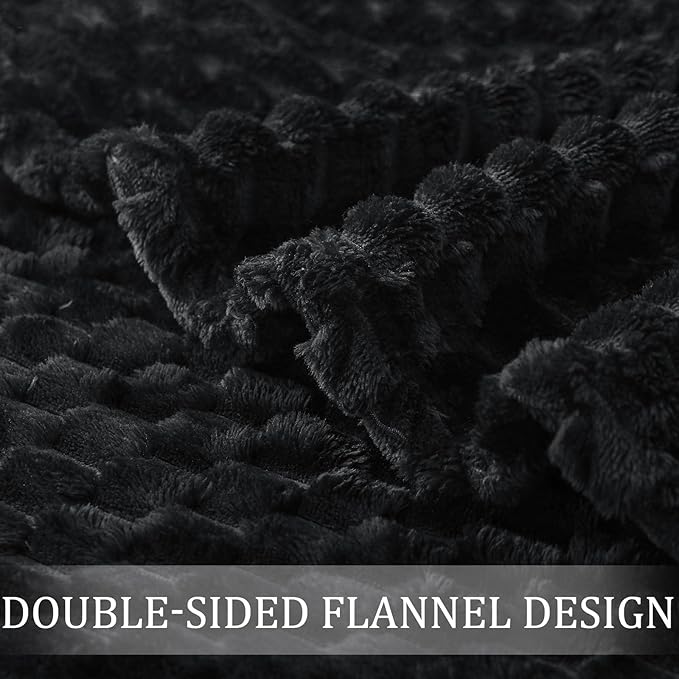 Exclusivo Mezcla Fleece Twin Blanket for Bed, Extra Large Fuzzy Black Bed Blankets, Soft Cozy Plush Sofa Throws for All Seasons, 60x80 Inches