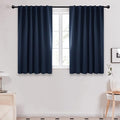 Deconovo Solid Back Tab and Rod Pocket Curtains Thermal Insulated Blackout Window Curtains for Kitchen 52Wx54L Inch Navy Blue 2 Panels