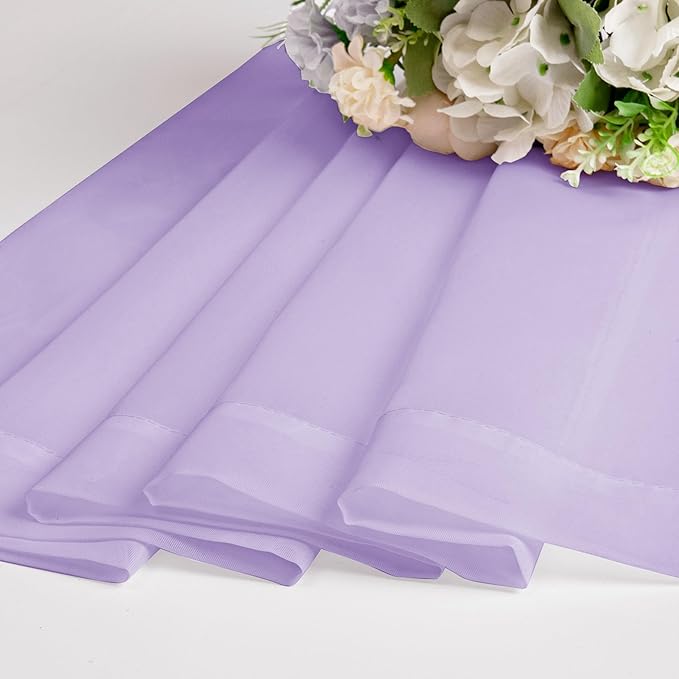 Chyhomenyc Lilac Sheer Curtains 54 Inch Long 2 Panels, Light Filtering Rod Pocket Voile Short Curtains Drapes for Living Room Bedroom Small Windows, 42Wx54L Inches