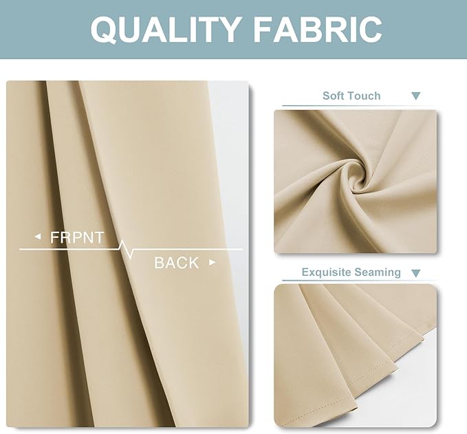 ChrisDowa Blackout Curtains 84 inches Long for Bedroom - 2 Panels Set Grommet Thermal Insulated Room Darkening Curtains for Living Room (Biscotti Beige, 42 x 84 Inch)