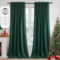 MIULEE Christmas Hunter Green Back Tab Blackout Curtains 102 Inch Long 2 Panels Set for Living Room Bedroom, Rod Pocket/Pinch Pleated Thermal Insulated Room Darkening Floor to Ceiling Window Drapes