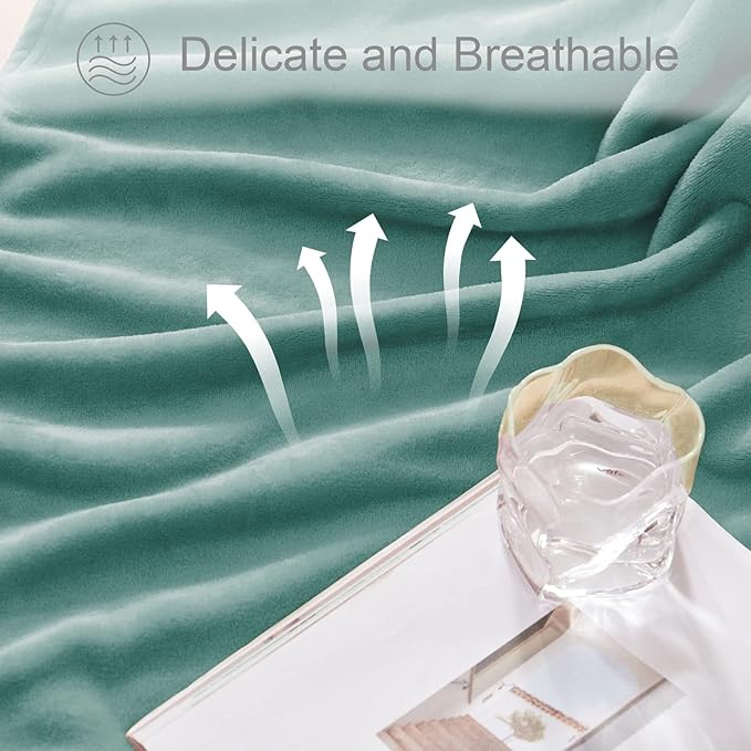 Exclusivo Mezcla Fleece Blanket Twin Size for Bed, Super Soft and Warm, All Season, Cozy, Plush, Lightweight, 60x80 Inches Celadon