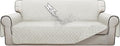 ISSUNTEX Double Protection 100% Waterproof Sofa Covers for Living Room, Couch Covers for 3 Cushion Couch Sofa, Reversible Furniture Protector Sofa Cover for Dogs, Pets, Kids (Sofa, Ivory/Ivory)