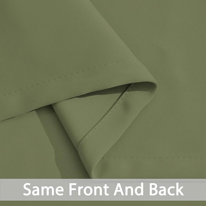 Yakamok 63 Inch Long Blackout Curtains Room Darkening Thermal Insulated with Grommet Window Curtain for Bedroom, 62Wx63L inch, Sage Green, 2 Panels