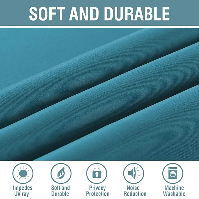 H.VERSAILTEX Window Treatment Blackout Curtains for Living Room Thermal Insulated Energy Saving Patio Door Curtains Grommet Panles, Room Darkening Curtain Turquoise Blue (Set of 1 Panel), 52'W x 96'L