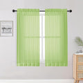 OWENIE Lime Sheer Curtains for Bedroom Living Room 54 Inch Length 2 Panels Set, Soft Solid Light Filtering Sheer Short Curtains for Small Window, 2 Pcs Total 84 Width 54 Long, Lime