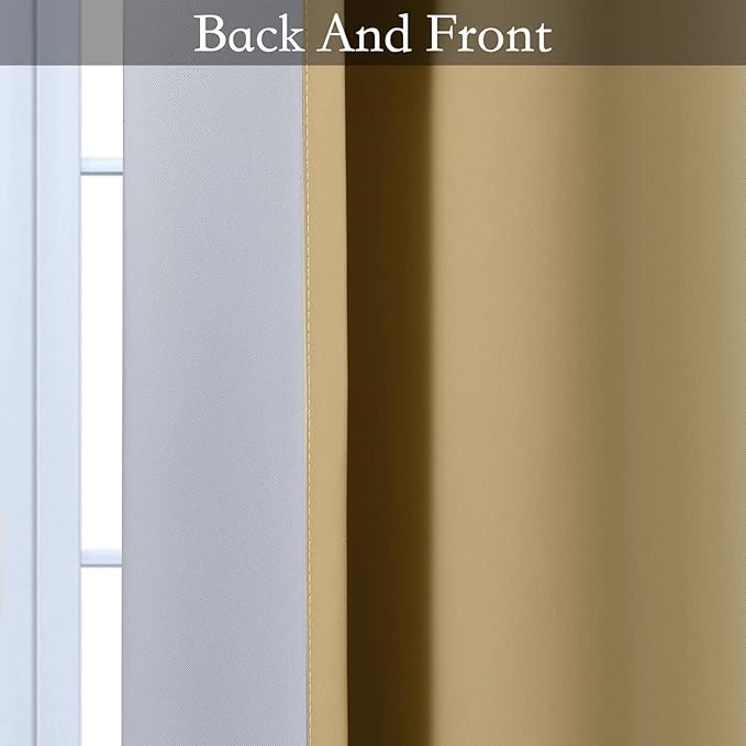 SimpleHome Ombre Room Darkening Curtains 63 inches Length for Bedroom,Grommet Gradient Light Blocking Beige Gradient Window Curtains for Living Room,2 Panels, 52x63 inches