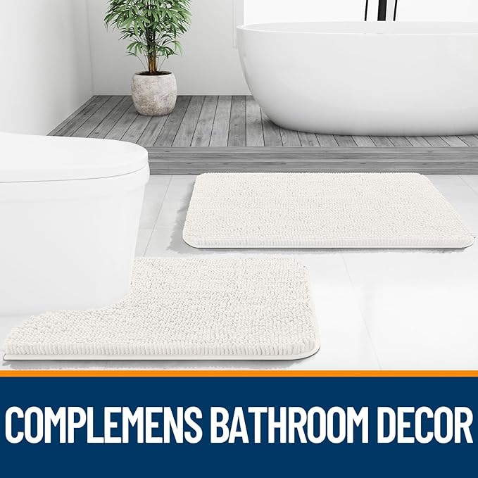 OLANLY Bathroom Rugs Sets 2 Piece, Soft Absorbent Chenille Bath Mats and - Image 6