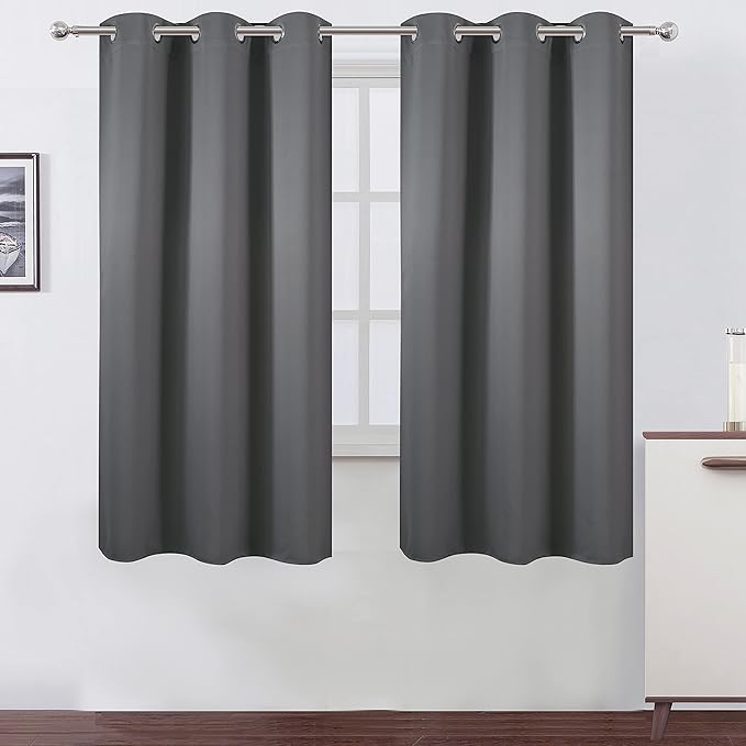 LEMOMO Frost Grey Thermal Blackout Curtains/38 x 63 Inch/Set of 2 Panels Room Darkening Curtains for Bedroom