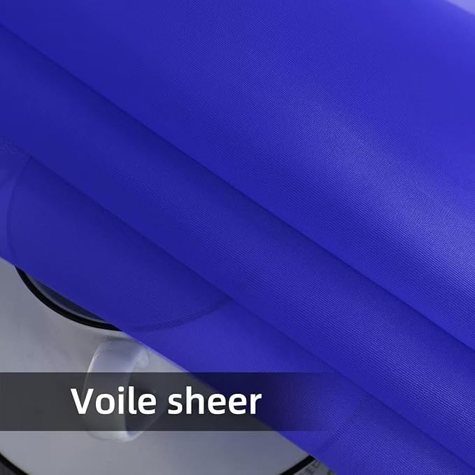 SpaceDresser Basic Rod Pocket Sheer Voile Window Curtain Panels Sapphire 1 Pair 2 Panels 52 Width 36 Inch Long for Kitchen Bedroom Children Living Room Yard（Sapphire, 52W x 36L）